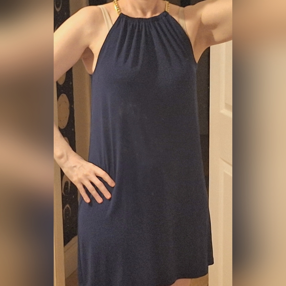 👗✨️MICHAEL KORS✨️👗 Navy Blue, Gold Chain Dress